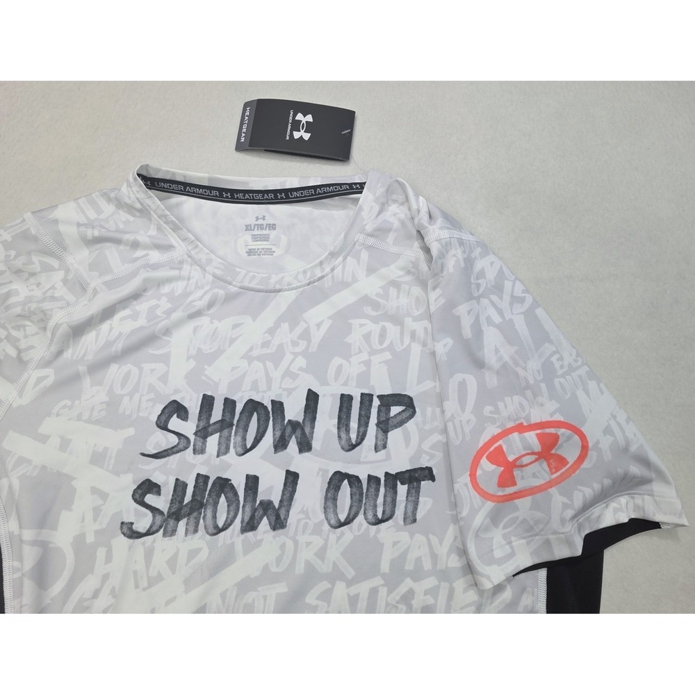 NEW Under Armour Compression Shirt Mens XL HeatGear Graphic Print Graffitti Neon